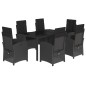 vidaXL Set de comedor de jardín 7 pzas y cojines ratán sintético negro vidaXL Set de comedor de jardín 7 pzas y cojines ratán sintético negro