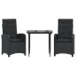 vidaXL Set comedor de jardín 3 pzas con cojines ratán sintético negro vidaXL Set comedor de jardín 3 pzas con cojines ratán sintético negro