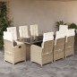 vidaXL Set comedor de jardín 9 pzas con cojines ratán sintético beige vidaXL Set comedor de jardín 9 pzas con cojines ratán sintético beige