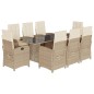 vidaXL Set comedor de jardín 9 pzas con cojines ratán sintético beige vidaXL Set comedor de jardín 9 pzas con cojines ratán sintético beige