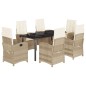 vidaXL Set comedor de jardín 7 pzas con cojines ratán sintético beige vidaXL Set comedor de jardín 7 pzas con cojines ratán sintético beige