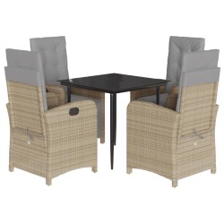 vidaXL Set comedor de jardín 5 pzas con cojines ratán sintético beige