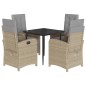 vidaXL Set comedor de jardín 5 pzas con cojines ratán sintético beige vidaXL Set comedor de jardín 5 pzas con cojines ratán sintético beige
