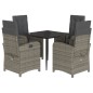 vidaXL Set comedor de jardín 5 piezas con cojines ratán sintético gris vidaXL Set comedor de jardín 5 piezas con cojines ratán sintético gris