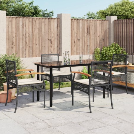 vidaXL Set de muebles jardín 5 pzas con cojines ratán sintético negro