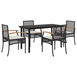 vidaXL Set de muebles jardín 5 pzas con cojines ratán sintético negro