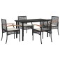 vidaXL Set de muebles jardín 5 pzas con cojines ratán sintético negro vidaXL Set de muebles jardín 5 pzas con cojines ratán sintético negro
