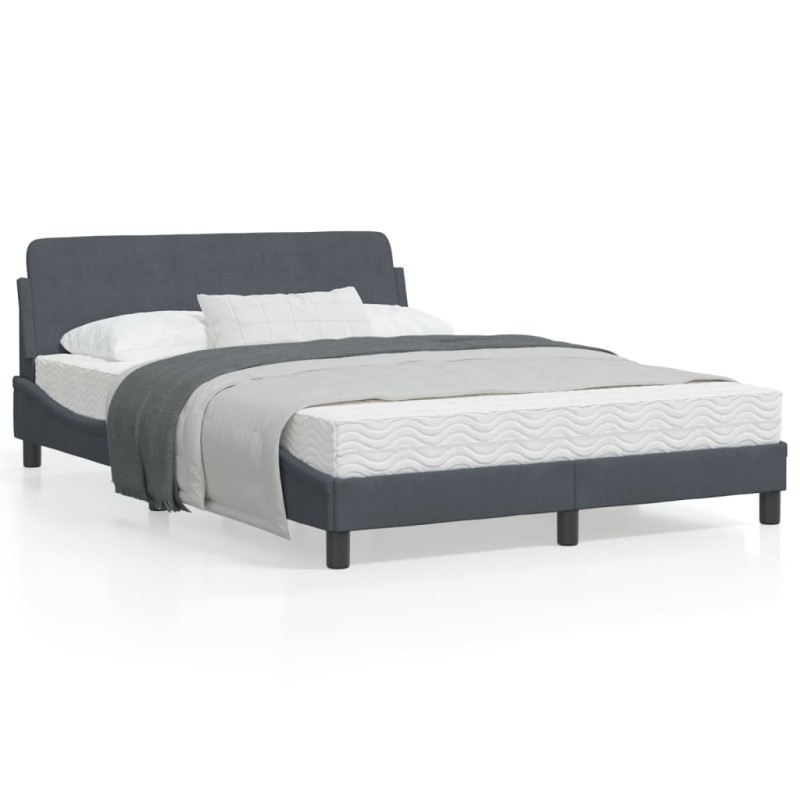 vidaXL Estructura cama con cabecero terciopelo gris oscuro 140x190 cm