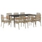 vidaXL Set comedor de jardín 9 pzas con cojines ratán sintético beige vidaXL Set comedor de jardín 9 pzas con cojines ratán sintético beige