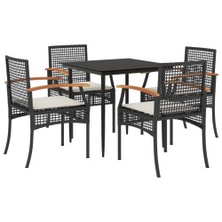 vidaXL Set de muebles jardín 5 pzas con cojines ratán sintético negro