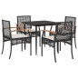 vidaXL Set de muebles jardín 5 pzas con cojines ratán sintético negro vidaXL Set de muebles jardín 5 pzas con cojines ratán sintético negro
