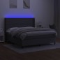 vidaXL Cama box spring colchón y luces LED tela gris oscuro 160x200 cm