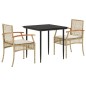 vidaXL Set comedor de jardín 3 pzas con cojines ratán sintético beige vidaXL Set comedor de jardín 3 pzas con cojines ratán sintético beige