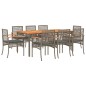 vidaXL Set comedor jardín 9 pzas y cojines ratán sintético gris vidaXL Set comedor jardín 9 pzas y cojines ratán sintético gris