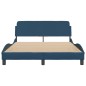 vidaXL Estructura de cama con cabecero de tela azul 140x190 cm vidaXL Estructura de cama con cabecero de tela azul 140x190 cm