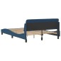 vidaXL Estructura de cama con cabecero de tela azul 140x190 cm vidaXL Estructura de cama con cabecero de tela azul 140x190 cm