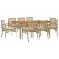 vidaXL Set comedor de jardín 9 pzas con cojines ratán sintético beige vidaXL Set comedor de jardín 9 pzas con cojines ratán sintético beige
