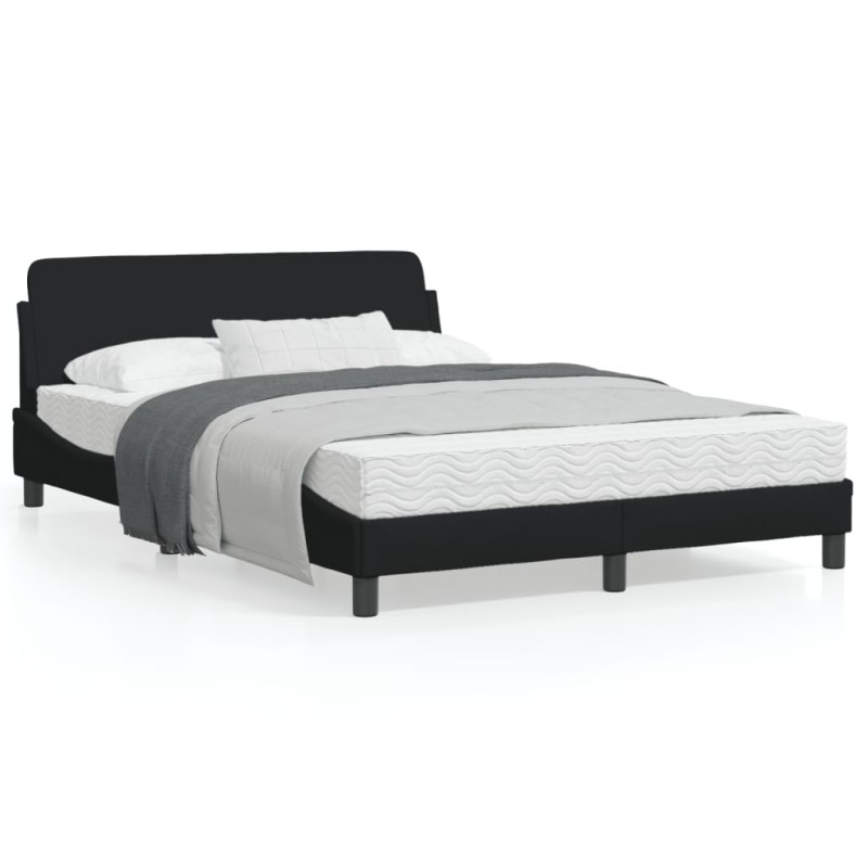 vidaXL Estructura de cama con cabecero de tela negro 140x190 cm vidaXL Estructura de cama con cabecero de tela negro 140x190 cm