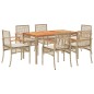 vidaXL Set comedor de jardín 7 pzas con cojines ratán sintético beige