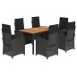 vidaXL Set de comedor de jardín 7 pzas y cojines ratán sintético negro vidaXL Set de comedor de jardín 7 pzas y cojines ratán sintético negro
