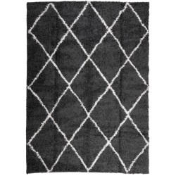 vidaXL Alfombra de pelo largo moderna negro y crema 200x280 cm
