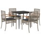 vidaXL Set comedor de jardín 5 piezas con cojines ratán sintético gris vidaXL Set comedor de jardín 5 piezas con cojines ratán sintético gris
