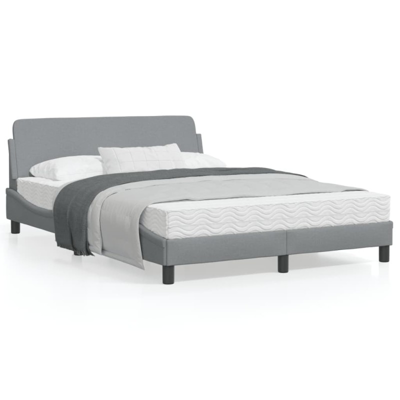vidaXL Estructura de cama con cabecero de tela gris claro 140x190 cm