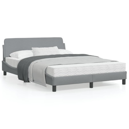 vidaXL Estructura de cama con cabecero de tela gris claro 140x190 cm