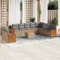 vidaXL Set de sofás de jardín 11pzas con cojines ratán sintético beige vidaXL Set de sofás de jardín 11pzas con cojines ratán sintético beige