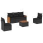 vidaXL Set de sofás de jardín 6 piezas y cojines ratán sintético negro vidaXL Set de sofás de jardín 6 piezas y cojines ratán sintético negro
