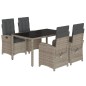 vidaXL Set comedor de jardín 5 piezas con cojines ratán sintético gris vidaXL Set comedor de jardín 5 piezas con cojines ratán sintético gris