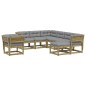 vidaXL Juego de muebles jardín 8 pzas y cojines madera pino impregnada vidaXL Juego de muebles jardín 8 pzas y cojines madera pino impregnada