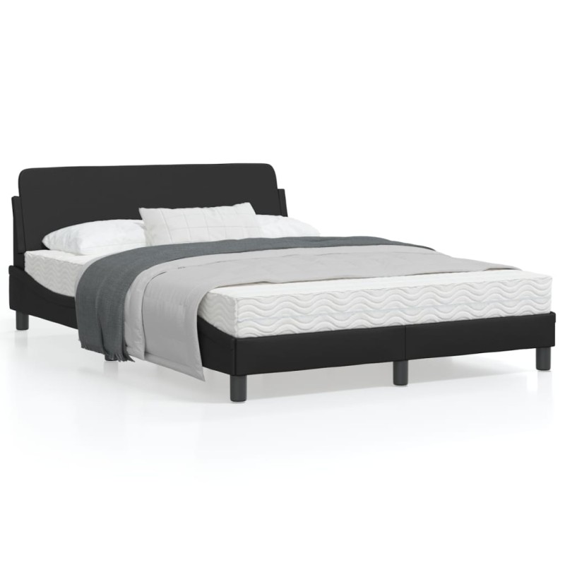 vidaXL Estructura de cama con cabecero cuero sintético negro 140x190cm