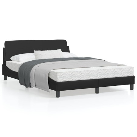 vidaXL Estructura de cama con cabecero cuero sintético negro 140x190cm