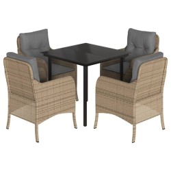 vidaXL Set comedor de jardín 5 pzas con cojines ratán sintético beige
