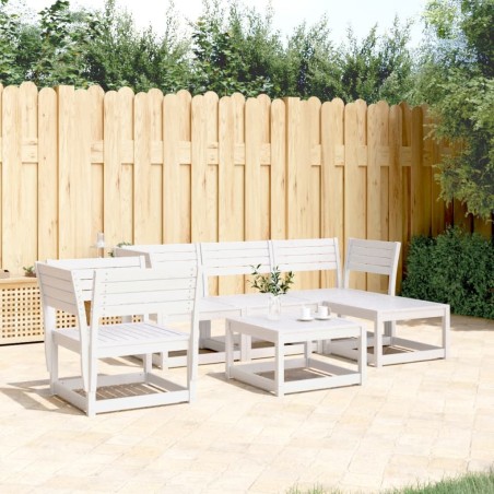 vidaXL Juego de sofás de jardín 5 piezas madera maciza de pino blanco