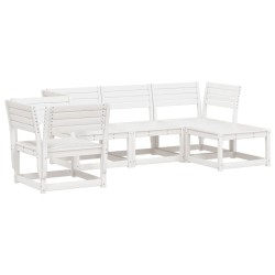 vidaXL Juego de sofás de jardín 5 piezas madera maciza de pino blanco