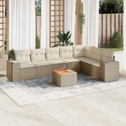 vidaXL Juego de sofás de jardín con cojines beige 8 pzas ratán PE