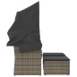 vidaXL Sofá de jardín 2 plazas con toldo y taburetes ratán PE gris vidaXL Sofá de jardín 2 plazas con toldo y taburetes ratán PE gris