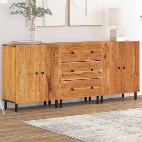 vidaXL Armarios auxiliares 3 uds madera maciza de acacia 60x33x75 cm