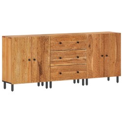 vidaXL Armarios auxiliares 3 uds madera maciza de acacia 60x33x75 cm