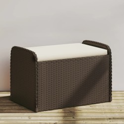 vidaXL Banco de almacenaje y cojín ratán sintético marrón 80x51x52 cm