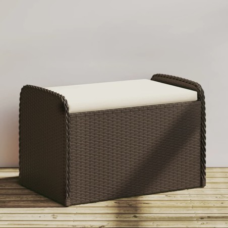vidaXL Banco de almacenaje y cojín ratán sintético marrón 80x51x52 cm