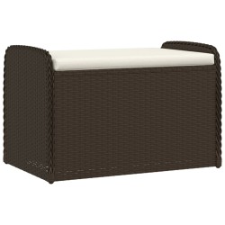 vidaXL Banco de almacenaje y cojín ratán sintético marrón 80x51x52 cm