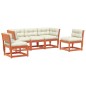 vidaXL Set de sofás jardín 5 pzas con cojines madera pino marrón cera vidaXL Set de sofás jardín 5 pzas con cojines madera pino marrón cera