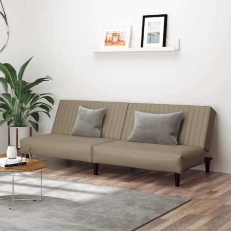 vidaXL Sofá cama de 2 plazas cuero sintético color capuchino