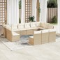 vidaXL Set sofás de jardín con cojines 13 pzas ratán sintético beige vidaXL Set sofás de jardín con cojines 13 pzas ratán sintético beige