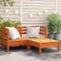 vidaXL Sofá de jardín 2 plazas con reposapiés madera pino marrón cera vidaXL Sofá de jardín 2 plazas con reposapiés madera pino marrón cera