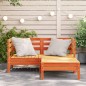 vidaXL Sofá de jardín 2 plazas con reposapiés madera pino marrón cera vidaXL Sofá de jardín 2 plazas con reposapiés madera pino marrón cera