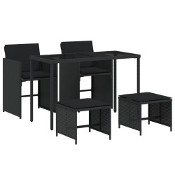 vidaXL Set de muebles jardín 5 pzas con cojines ratán sintético negro
